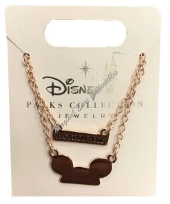 Disney Necklace - Mickey Ears Hat With Vacation Mode Charm - Rose Gold