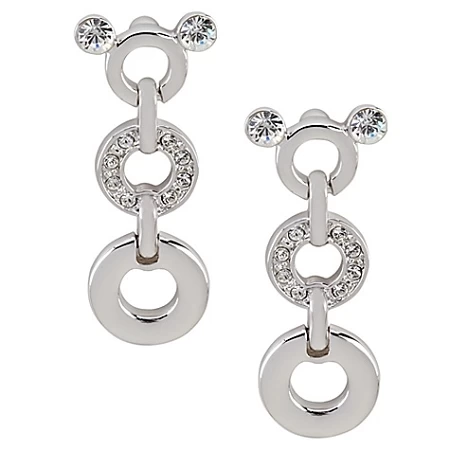Disney Arribas Earrings - Swarovski Crystal Dangle Circles Mickey Mouse