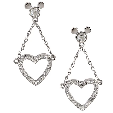 Disney Arribas Earrings - Mickey Mouse Dangling Heart
