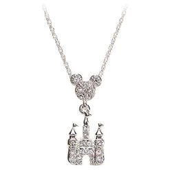 Disney Necklace - Mickey Mouse Crystal Cinderella Castle Dangle