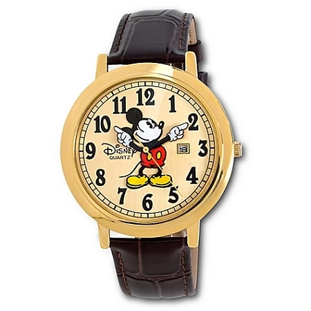 Disney Wrist Watch - Jumbo Classic Mickey Mouse -- Brown/Gold