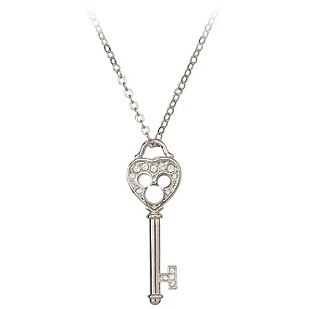 Disney Arribas Necklace - Mickey Mouse Crystal Key - Heart