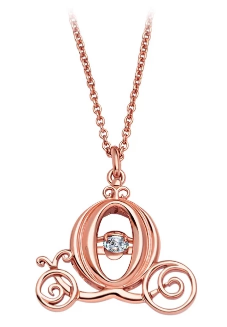 Disney Crislu Necklace - Cinderella Coach - Rose Gold