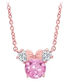 Disney Crislu Necklace - Minnie Mouse Icon - Rose Gold Bow