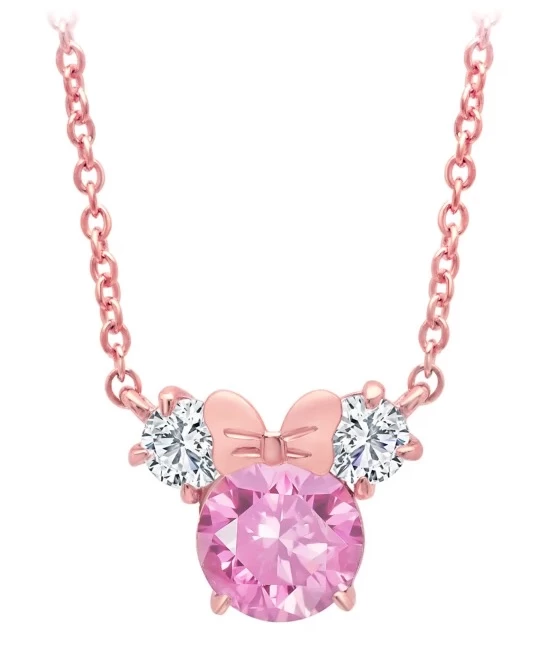 Disney Crislu Necklace - Minnie Mouse Icon - Rose Gold Bow