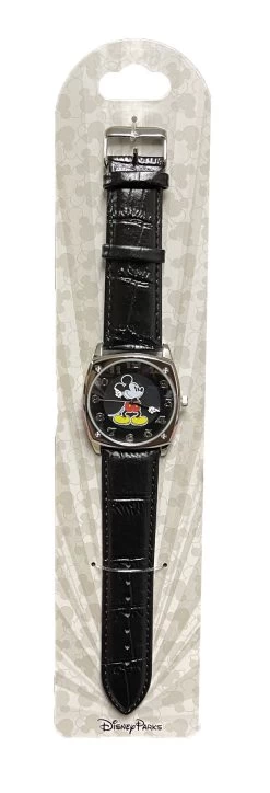 Disney Wrist Watch For Adults - Classic Mickey Mouse - Black & Silver