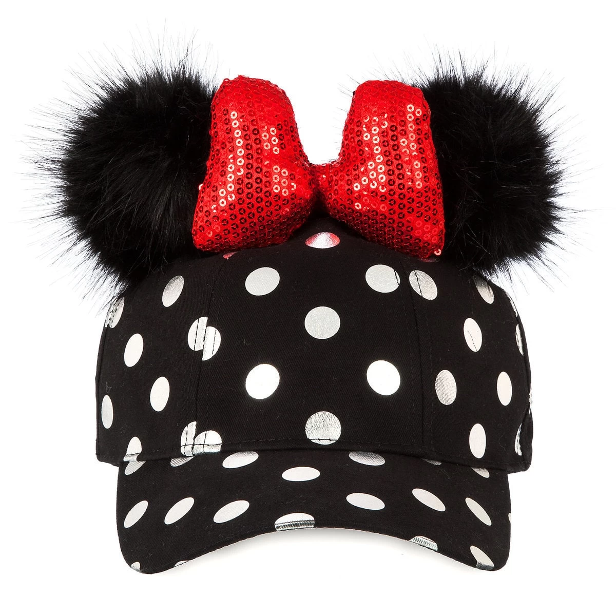 Disney Hat - Baseball Cap - Minnie Mouse Polka Dot Pom Pom - Black