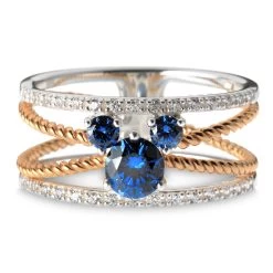 Disney Rebecca Hook Ring - Blue Mickey Mouse Icon With Rhinestones