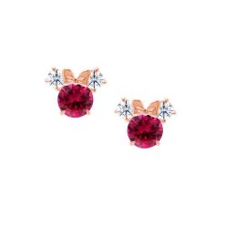 Disney Crislu Earrings - Minnie Mouse Birthstone - Rose Gold