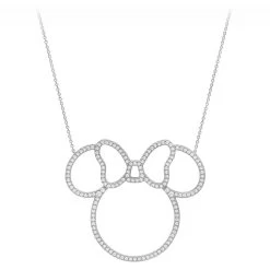 Disney Crislu Necklace - Minnie Mouse Pavé Icon Outline - Platinum