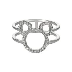 Disney CRISLU Ring - Mickey Mouse Open Icon - Platinum