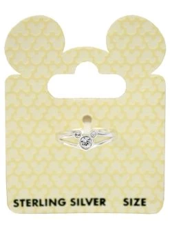 Disney Ring - Mickey Icon - Clear Stone - Sterling Silver
