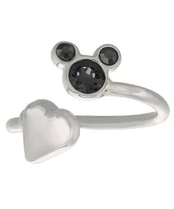 Disney Ring - Mickey Icon And Heart - Black - Adjustable