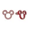 Disney Earrings - Mickey Mouse - Jeweled Cut Out - Red