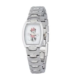 Disney Wrist Watch For Women - Minnie Rhinestone Link - Rectangle