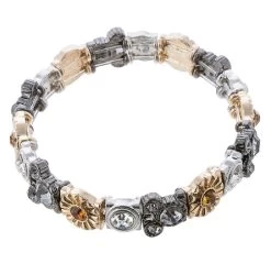 Disney Stretch Bracelet - Mickey Icon Crystal - Gold And Silver