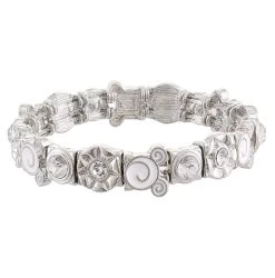 Disney Stretch Bracelet - Mickey Swirl Icon - White And Silver