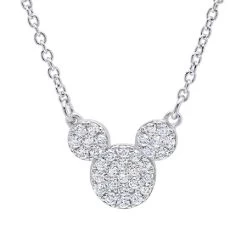 Disney CRISLU Necklace - Mickey Mouse Icon - Platinum