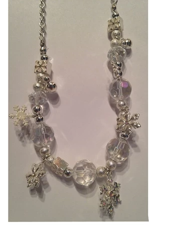 Disney Christmas Bead Necklace - Mickey Mouse Icon - Snowflakes