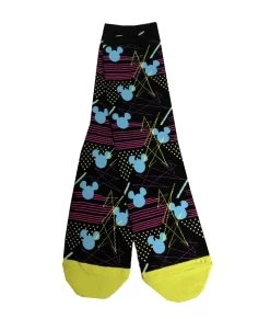 Disney Socks For Adults - Blue Mickey Mouse Icons - Black