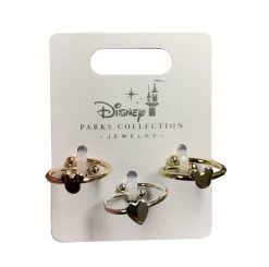 Disney Ring Set - Mickey, Minnie And A Heart - Rose Gold, Silver, Gold