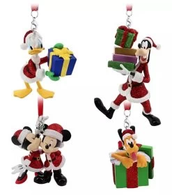 Disney Ornament Set - Santa Mickey Mouse And Friends - Set Of 4