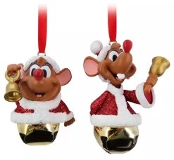 Disney Bell Ornament Set - Santa Jaq And Gus - Cinderella