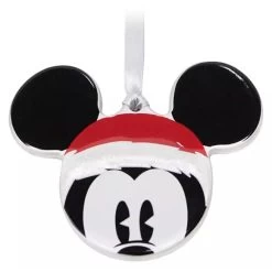 Disney Disc Ornament - Santa Mickey Mouse Icon - Ceramic