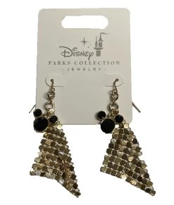 Disney Dangle Earrings - Mickey Mouse Webbed - Black & Gold