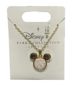 Disney Necklace - Mickey Mouse Icon - White Sparkle Stone